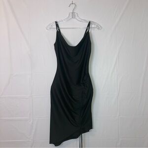 Black Satin Midi Dress Inspired Hearts